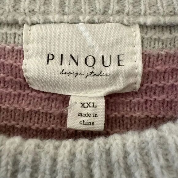Pinque Multicolor Grey Mauve Combo Crewneck Long Sleeves Pullover SZ XXL # 1868 - Picture 3 of 13